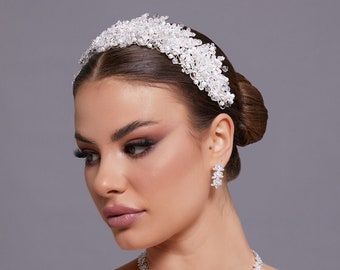 Bridal Diamond Hair piece, Diamond Hairband, Wedding Headpiece, Bridal Hair Vine, Bridal Tiaras, Silver Headpieces, Tiara for Bachelor