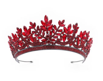 Corona de henna, tiara nupcial de cristal de color rojo, tiara después de la fiesta, tiara de disfraces, tiara de ocasión especial, tiara de henna, tiara de boda