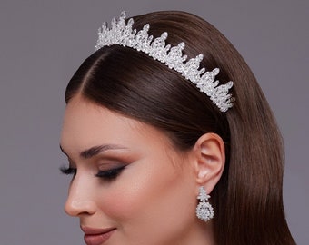 Tiara de cristal, Tiara de boda de cristal, Tiara de boda, Tiara nupcial, Corona nupcial de cristal, Corona de lujo