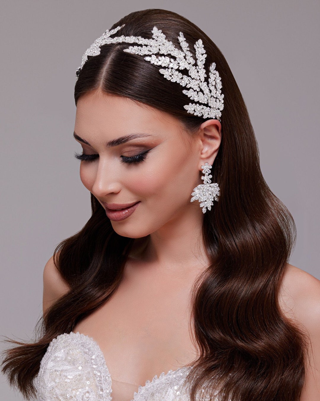 Bridal Wedding Hair Headband , Rhinestone Hair Tiara , Crystal Bridal