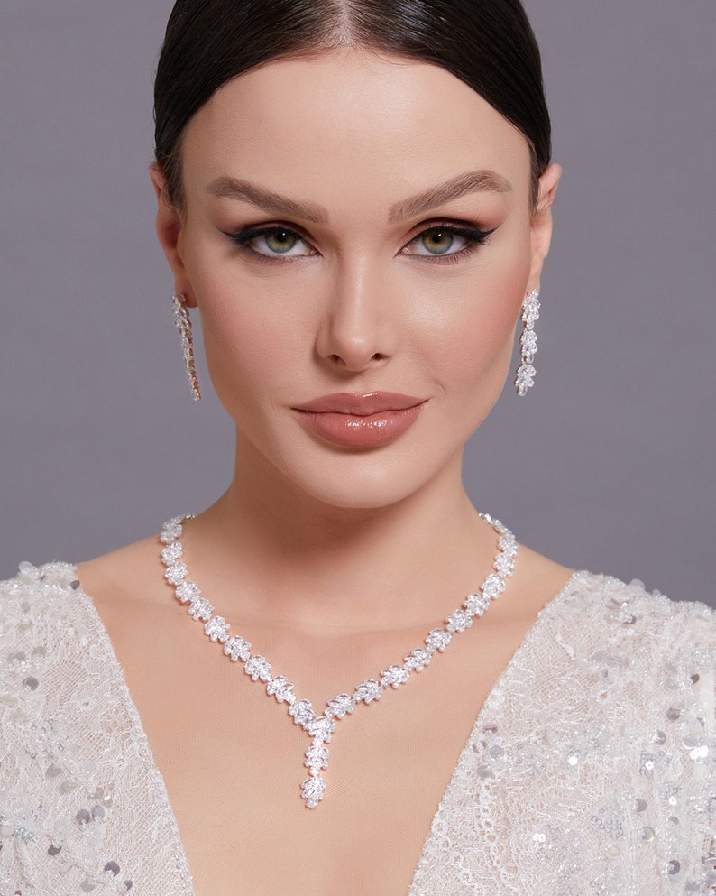 Crystal Necklace Set, Wedding Necklace Set, Bridal Necklace Set, Wedding Jewelry, Evening Jewelry image 5