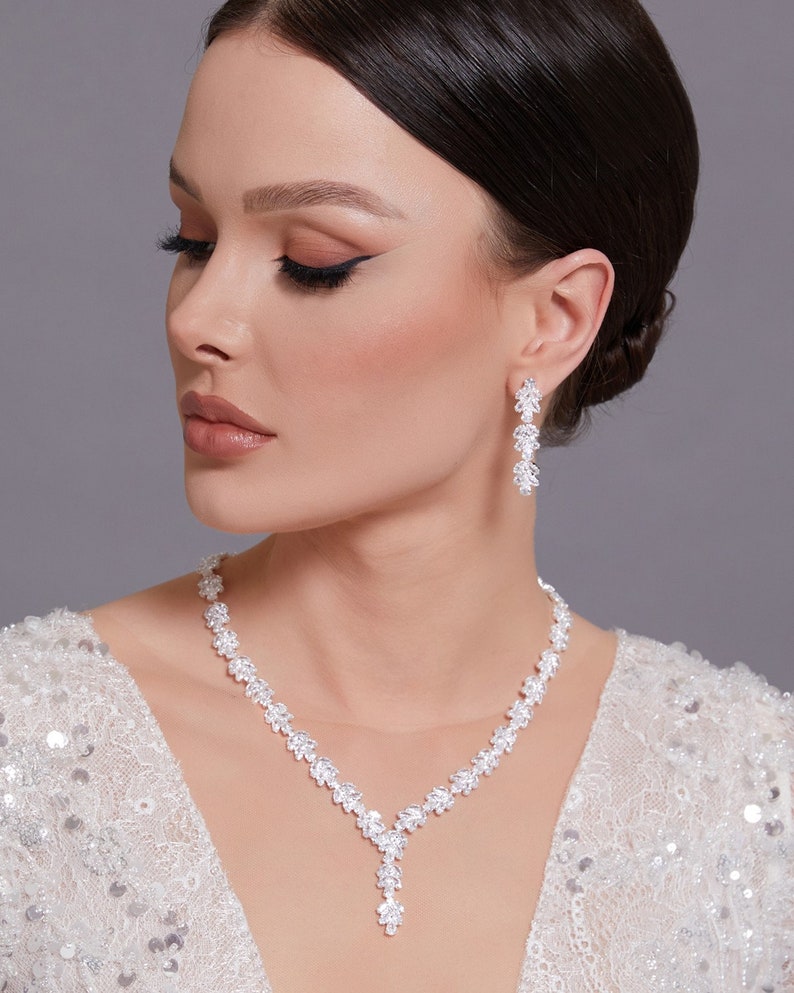 Crystal Necklace Set, Wedding Necklace Set, Bridal Necklace Set, Wedding Jewelry, Evening Jewelry image 4