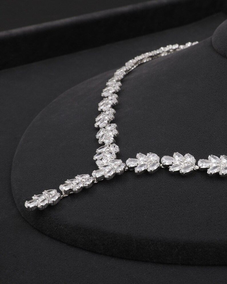 Crystal Necklace Set, Wedding Necklace Set, Bridal Necklace Set, Wedding Jewelry, Evening Jewelry zdjęcie 3