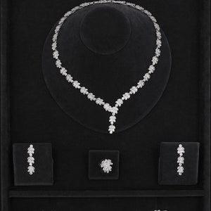 Conjunto de collar de cristal, conjunto de collar de boda, conjunto de collar nupcial, joyería de boda, joyería de noche imagen 2