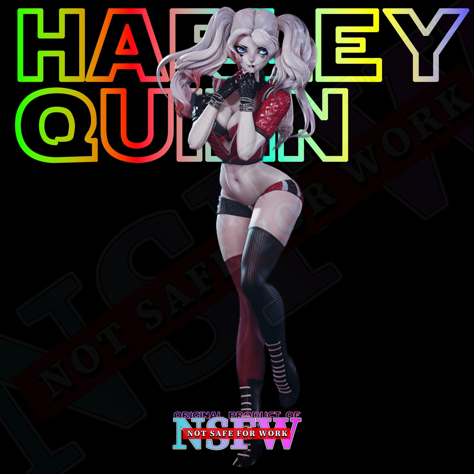 Harley Quinn Anime + Nsfw STL Model for 3D Printing - Harley Quinn Nsfw Figure Model - Anime