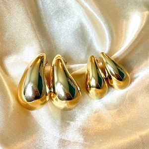 Pendientes de gota de agua de acero inoxidable baratos, color dorado de moda imagen 1