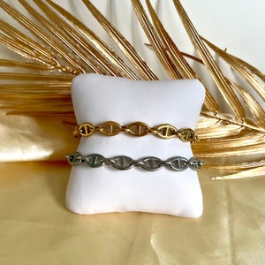 Cheap, trendy, adjustable stainless steel bracelets in gold and silver color / bangle / curb chain