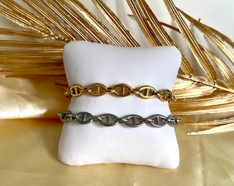 Cheap, trendy, adjustable stainless steel bracelets in gold and silver color / bangle / curb chain