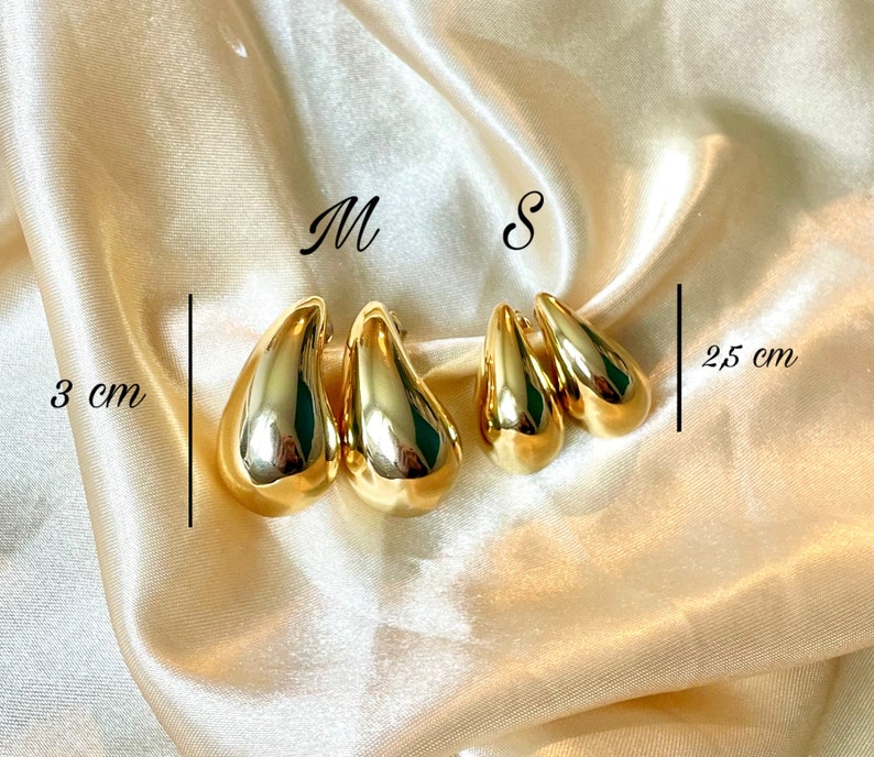 Pendientes de gota de agua de acero inoxidable baratos, color dorado de moda imagen 2