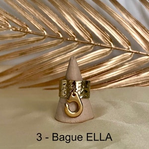 Bagues breloque en acier inoxydable ajustables pas cher tendance à la mode martelées 3 - Bague ELLA