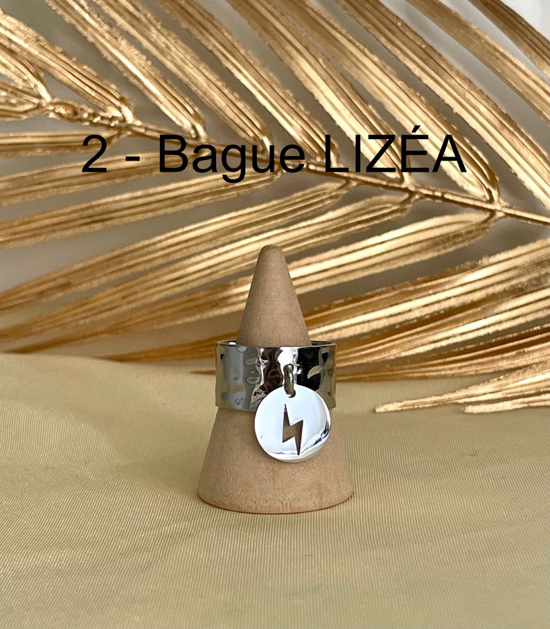 Bagues breloque en acier inoxydable ajustables pas cher tendance à la mode bagues réglables couleur argent 2 - Bague LIZÉA