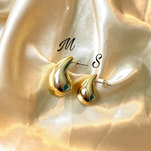 Cheap stainless steel water drop earrings trendy gold color image 3