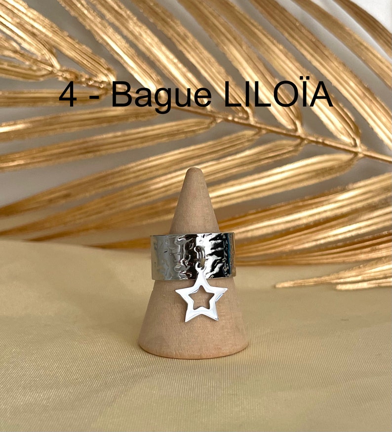 Bagues breloque en acier inoxydable ajustables pas cher tendance à la mode bagues réglables couleur argent 4 - Bague LILOÏA