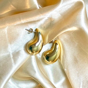 Cheap stainless steel water drop earrings trendy gold color image 4