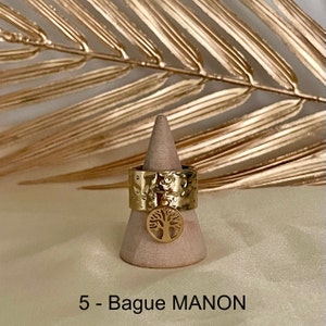 Bagues breloque en acier inoxydable ajustables pas cher tendance à la mode martelées 5 - Bague MANON