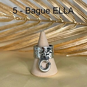 Günstige verstellbare Charm-Ringe aus Edelstahl, modischer, trendiger, verstellbarer Ring aus gehämmertem Silber 5 - Bague ELLA