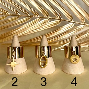 Cheap Adjustable Stainless Steel Charm Rings Trendy Fashionable Smooth Gold Adjustable Ring image 2