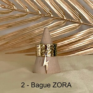 Bagues breloque en acier inoxydable ajustables pas cher tendance à la mode martelées 2 - Bague ZORA