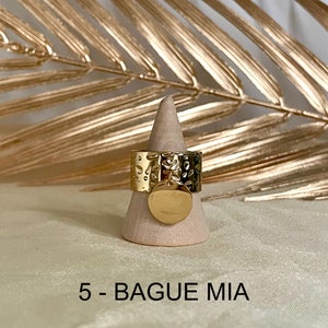 Bagues breloque en acier inoxydable ajustables pas cher tendance à la mode martelées 5 - Bague MIA