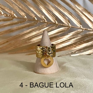 Bagues breloque en acier inoxydable ajustables pas cher tendance à la mode martelées 4 - Bague LOLA