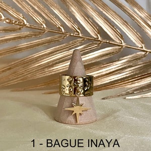 Bagues breloque en acier inoxydable ajustables pas cher tendance à la mode martelées 1 - Bague INAYA