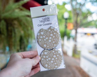 Daisy Car Coasters, Cute Neoprene Cup Holder Coasters, Set of 2