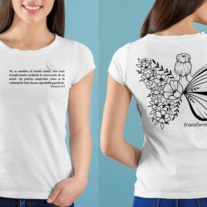 Spanish christian svg/ Be Transformed/ Romans 12 2/ Back And Front Design/ Christian butterfly svg/ svg christian quotes /png /pdf