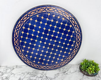 Custom Made Mid Century Dining Tabletop for Patio Furniture - Round Mosaic Zellij Tabletop - Outdoor & Indoor Moroccan Coffee Tabletop
