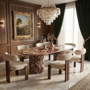 Large Marble Dining Table, Unique Marble Kitchen Table, Made to Order