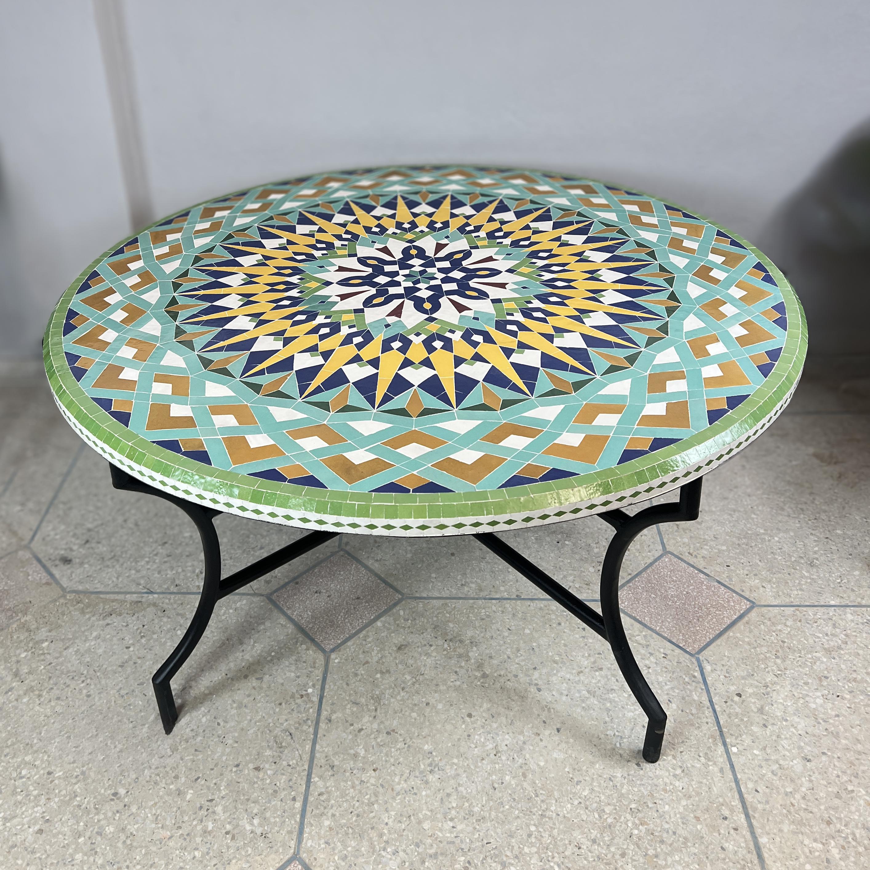 Tavolino Mosaico Da Esterno 80x80cm Grigio - Perfetto Per Giardino, Terrazzo E Balcone