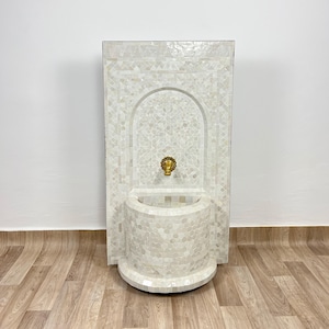 Large Outdoor Fountain Off-white - Mosaic Outdoor Water Fountain - Handmade Garden Fountain - Wall Waterfall Fountain - Floor Fountain