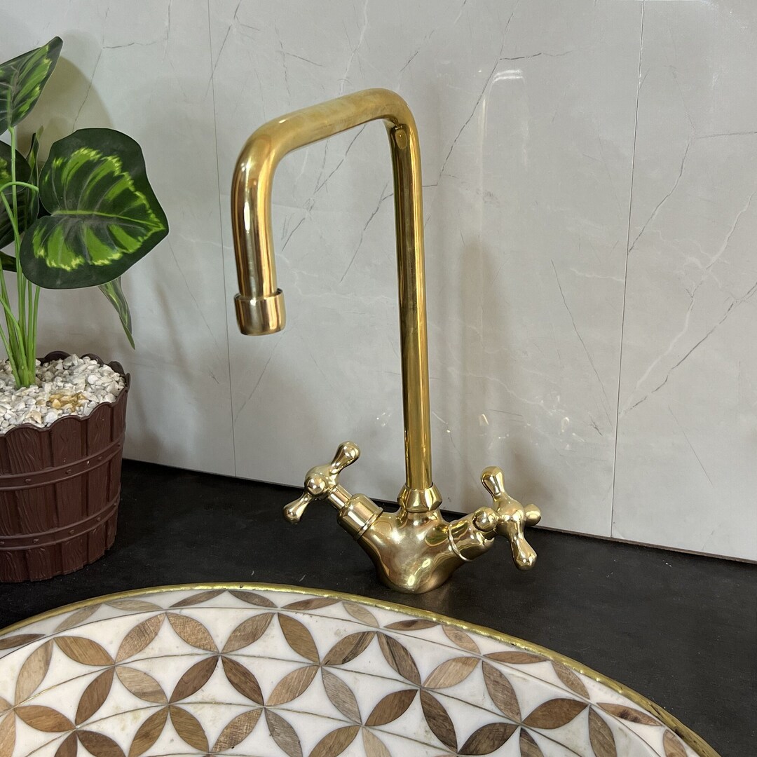 Unlacquered Brass Bathroom Sink Faucet 1 Hole, Brass Kitchen Faucets ...