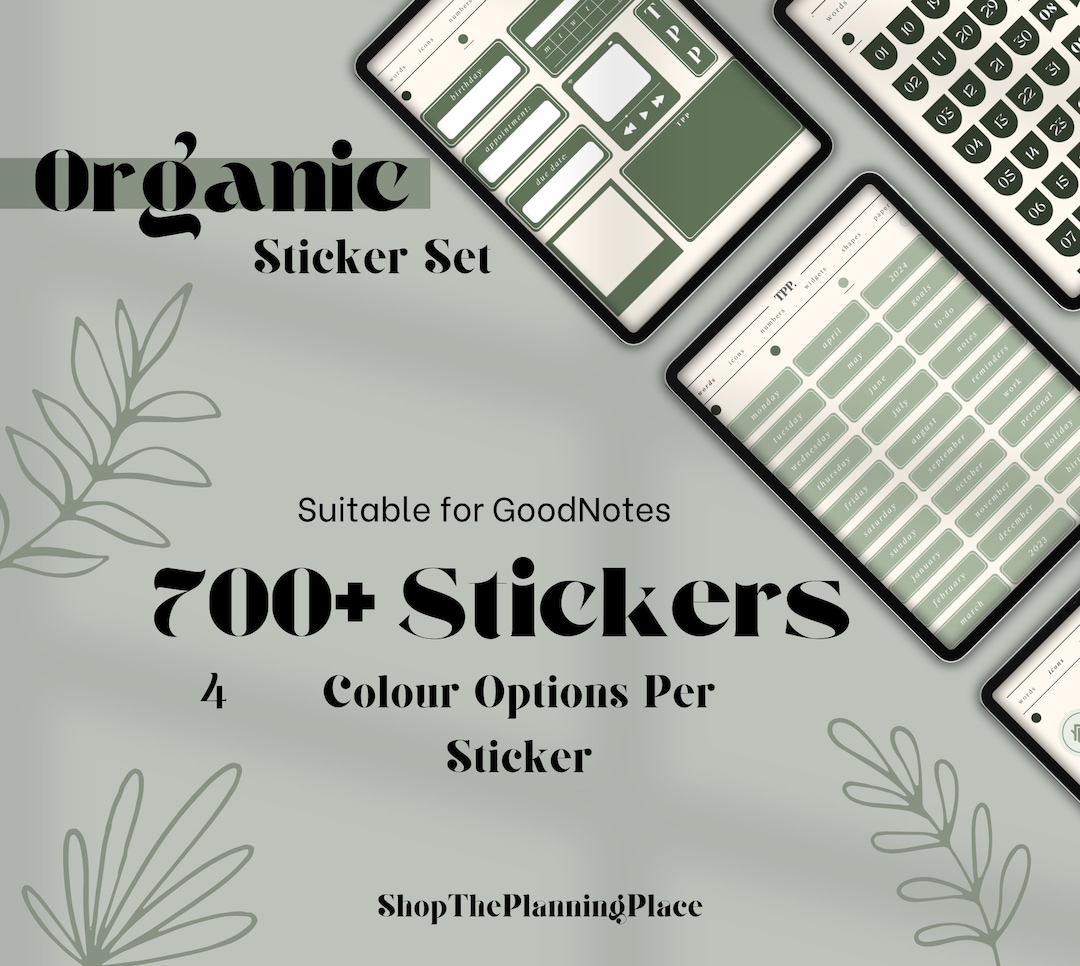 Goodnotes Organic Digital Sticker Set Sage Green Planner Etsy