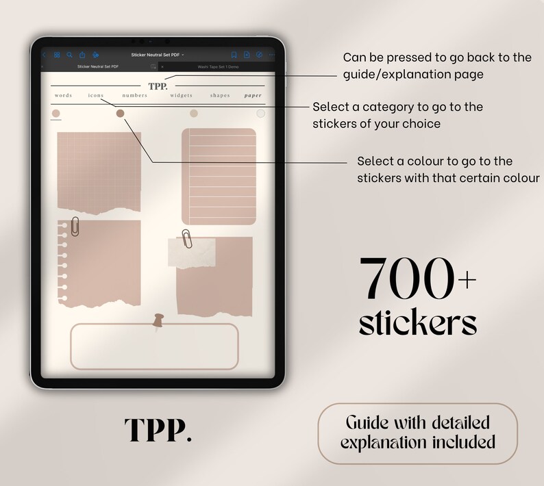 Goodnotes Neutral Sticker Set | 700+ Digital Stickers, iPad Journaling ...