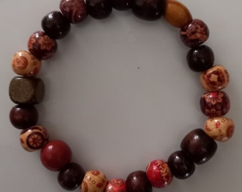 New, Handcrafted, Wooden Beaded Bracelets, various shaped beads, 20cm, 21cm, 22cm