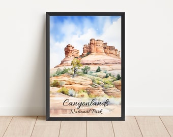 Akwarela z Parku Narodowego Canyonlands: Plakat podróżniczy po Utah (do pobrania cyfrowego)