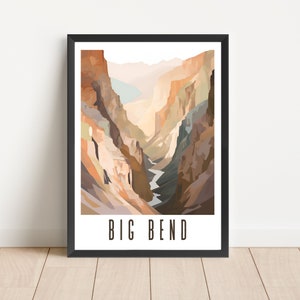 Big Bend National Park Poster Texas Reise Wandkunst Digitaler Download druckbare Kunstwerk Abstrakte Weiche Farben Rio Grande Canyon Landschaft