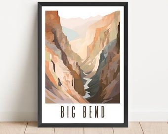Big Bend National Park-poster, landschap Texas Canyon (digitale download)
