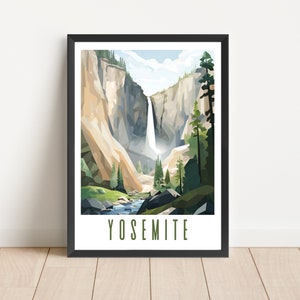 Yosemite National Park Poster Kalifornien Reise Wandkunst Digital Download druckbare Kunstwerk Abstrakt Yosemite Falls Landschaft Landschaft Dekor