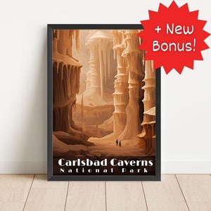 Reseposter för Carlsbad Caverns nationalpark: Väggkonst i vardagsrummet (digital nedladdning)