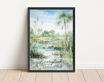 Everglades Watercolor Print National Park Poster Travel Watercolor National Park Everglades Florida Print Living Room Art Digital Download