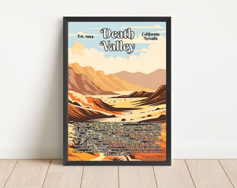 Anuncio de estilo vintage del Valle de la Muerte, carteles de parques nacionales de California y Nevada, publicidad de viajes, arte mural, descarga digital, póster imprimible del desierto