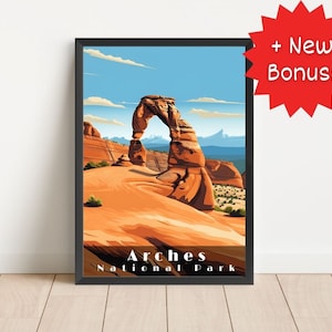Arches National Park Poster Wall Art Travel Poster National Park Arches Print Living Room Art Digital Download Poster Utah Delicate Arch