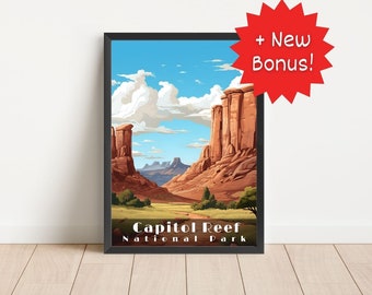 Capitol Reef National Park Poster: Utah Travel Art (Digital Download)