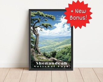 Reisposter Shenandoah National Park: kunst aan de muur woonkamer (digitale download)