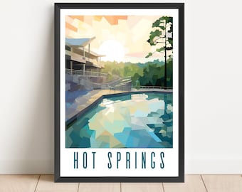 Affiche du parc national de Hot Springs : art abstrait du voyage dans l'Arkansas (téléchargement numérique)