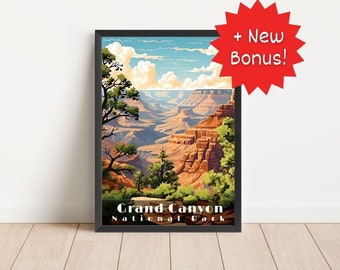 Grand Canyon National Park Reiseplakat: Vintage Style Kunst (Digitaler Download)