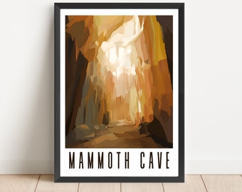 Mammoth Cave National Park Poster, Abstract Kentucky Travel Art (Digital Download)