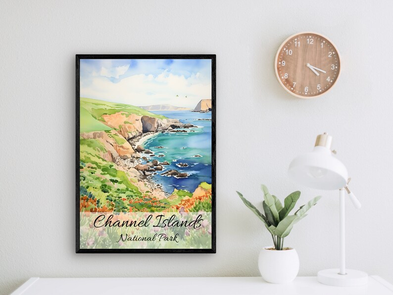 Channel Islands Watercolor Painting National Park Poster Travel Watercolor Channel Islands California Print Living Room Art Digital Download image 3