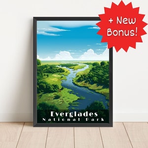 Everglades National Park Poster Wandkunst Reise Poster Nationalpark Everglades Florida Wetland Druck Wohnzimmer Deko Kunst Digital Download